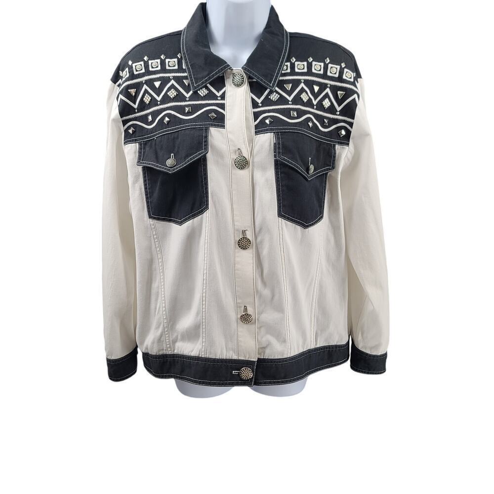 Saint Germain Paris Vintage western country women shacket black white Size Large